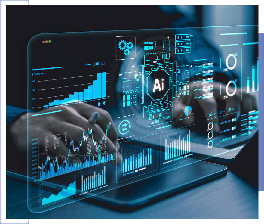 AI data analysis on digital screen