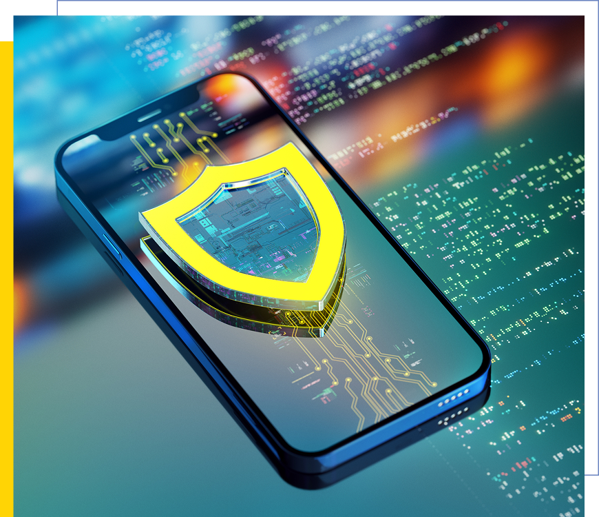 Smartphone with digital shield overlay