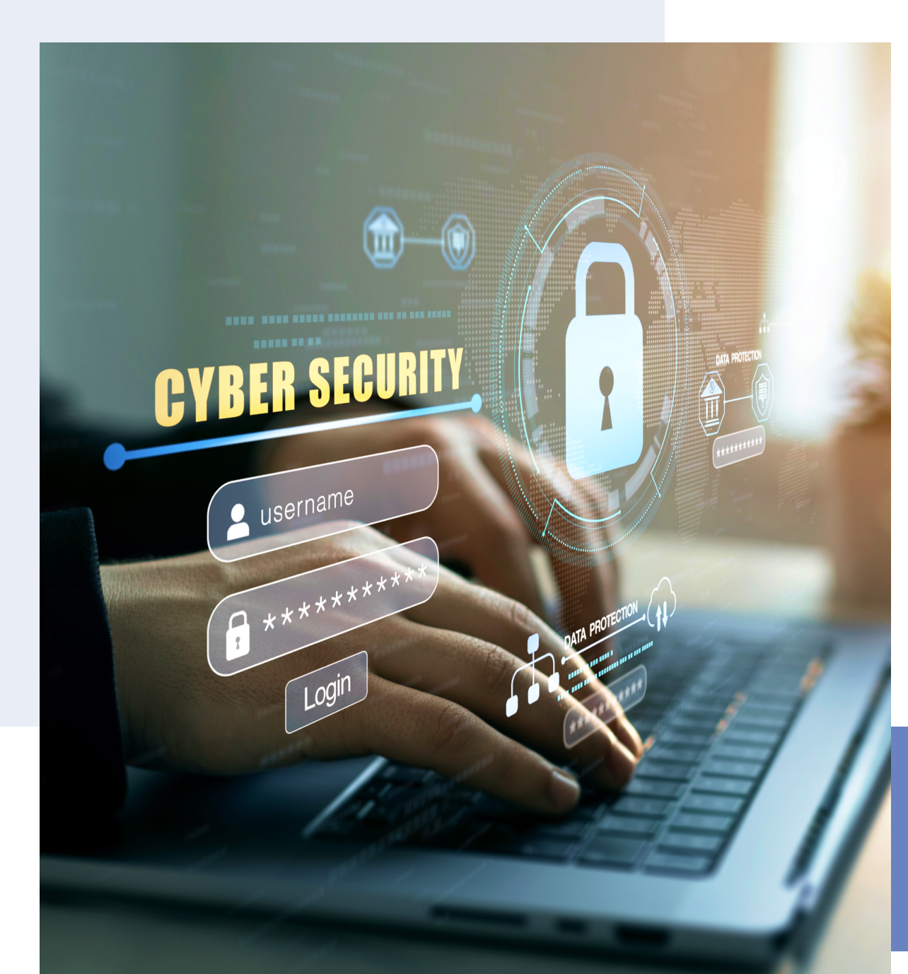 Hands typing on secure computer