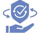 Hand holding a secure shield symbol