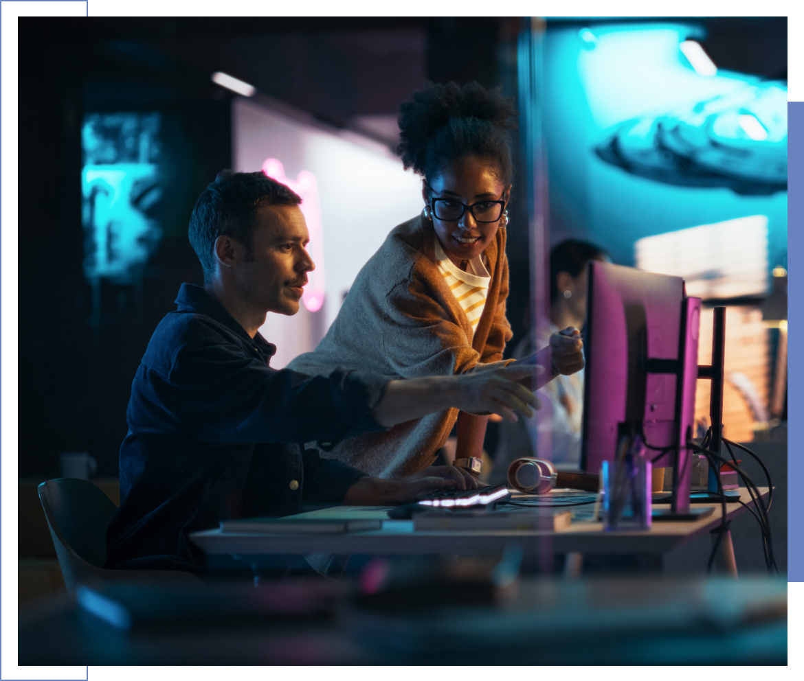 Colleagues discussing a project