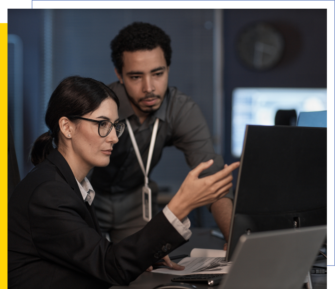 Professionals collaborating in an office