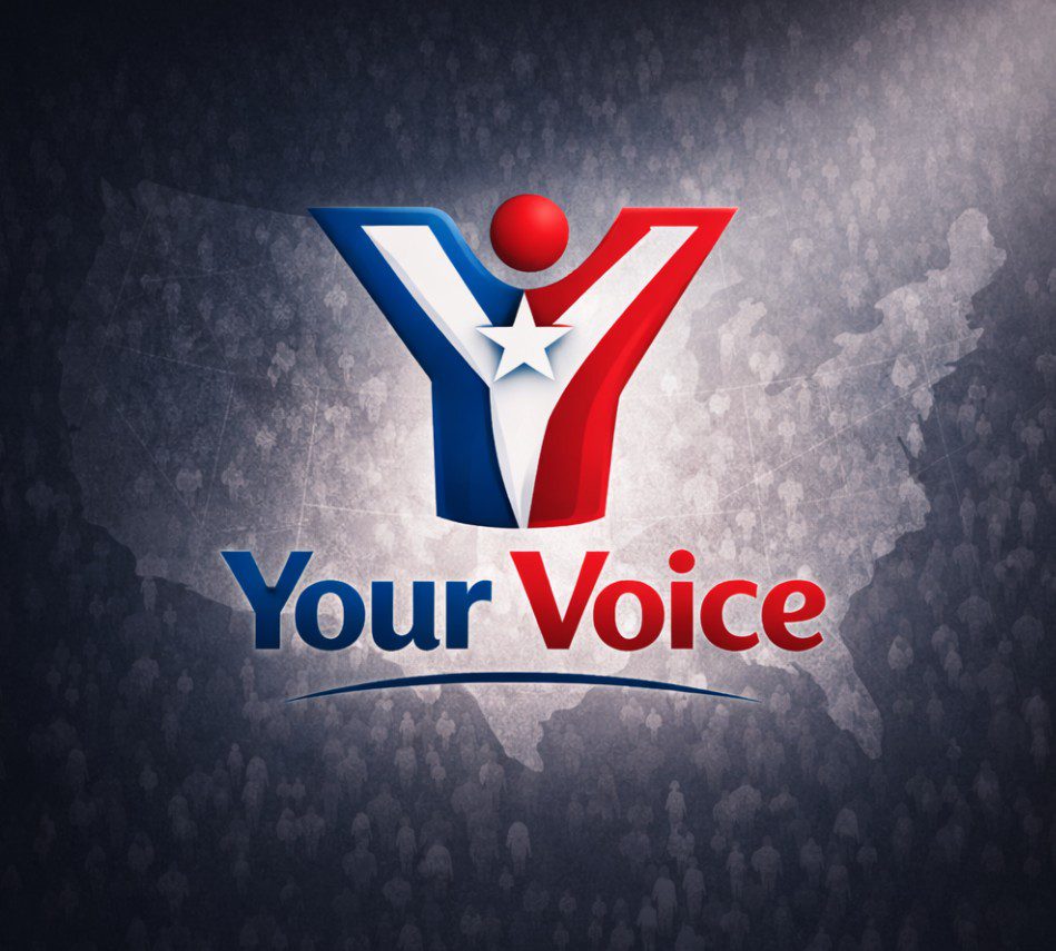 A logo with a stylized person and the text 'Your Voice'.